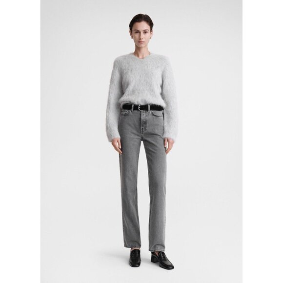 Toteme Petite Alpaca Blend Knit Sweater Light Grey Melange